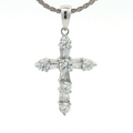 14K White Gold, 0.50 carat Diamond Cross Pendant