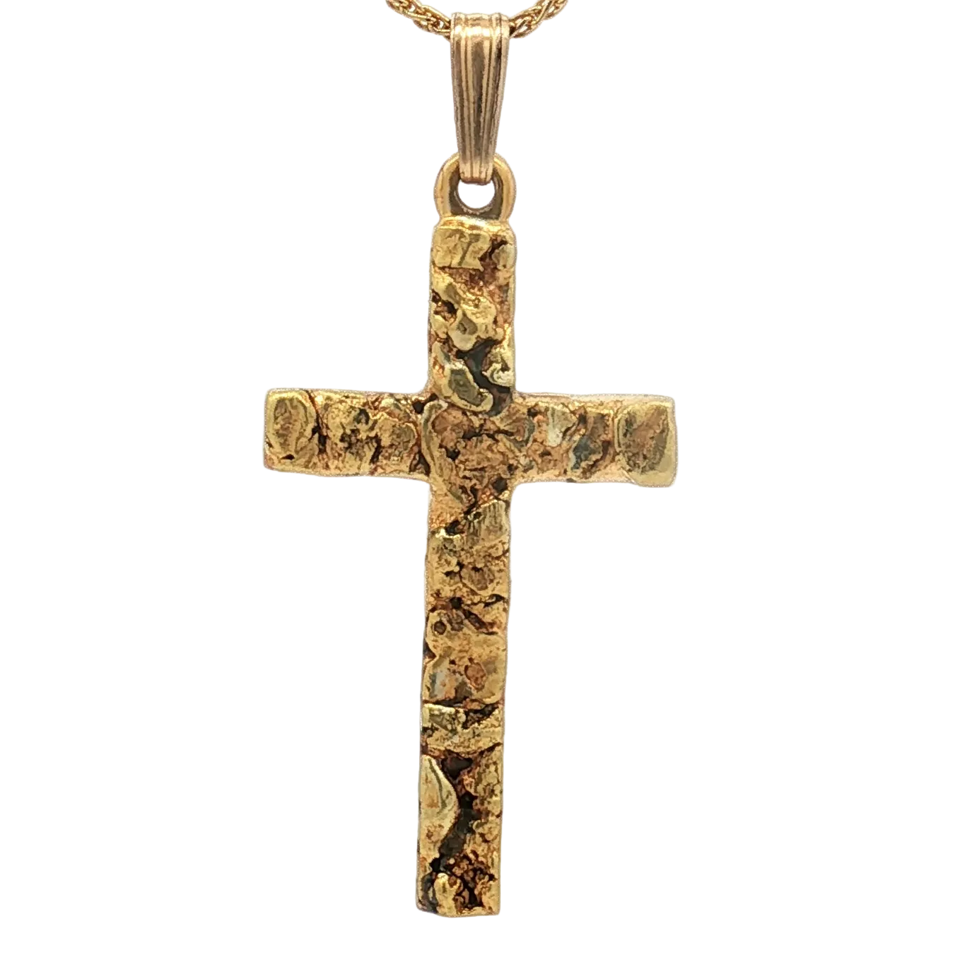 Estate 10K Yellow Gold Nugget Cross Pendant