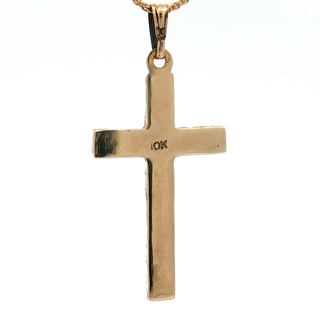 Estate 10K Yellow Gold Nugget Cross Pendant