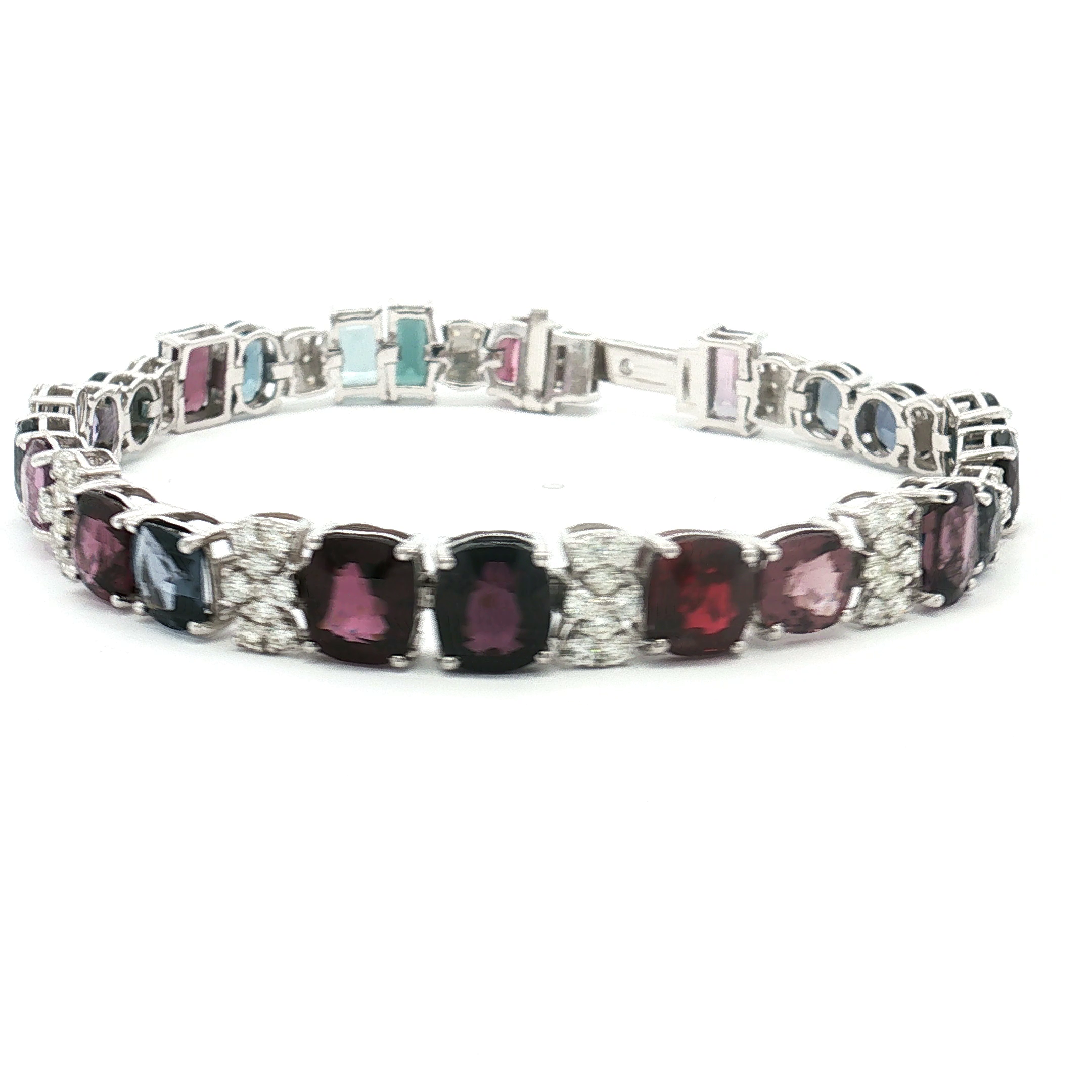 Estate Platinum Spinel and Pavé Diamond Bracelet (Gem Report Included)