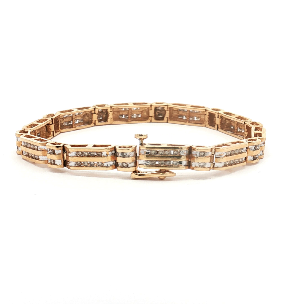 14K Yellow Gold 2.25 ct TW Diamond Double Row Channel Bracelet – 7.25"
