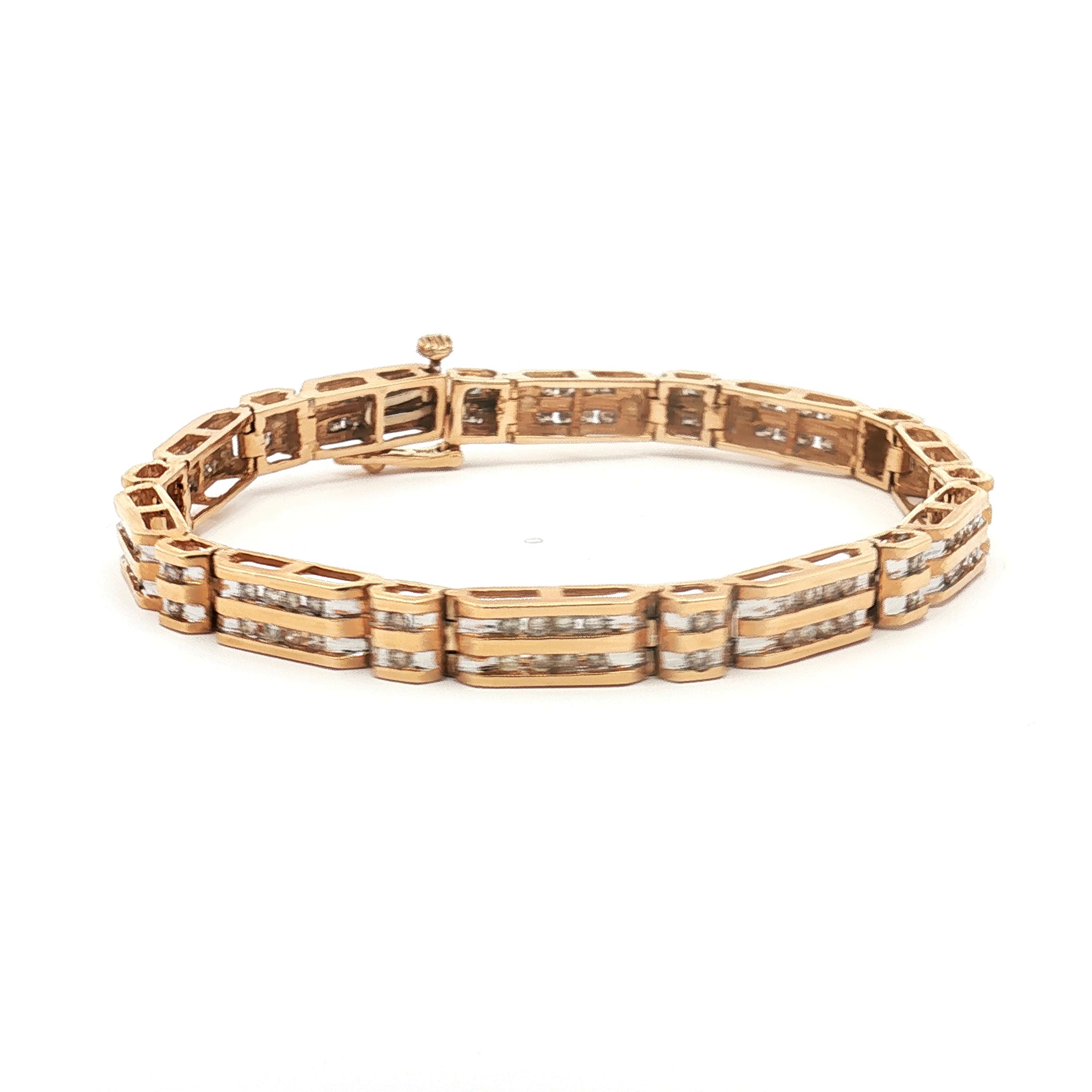 14K Yellow Gold 2.25 ct TW Diamond Double Row Channel Bracelet – 7.25"