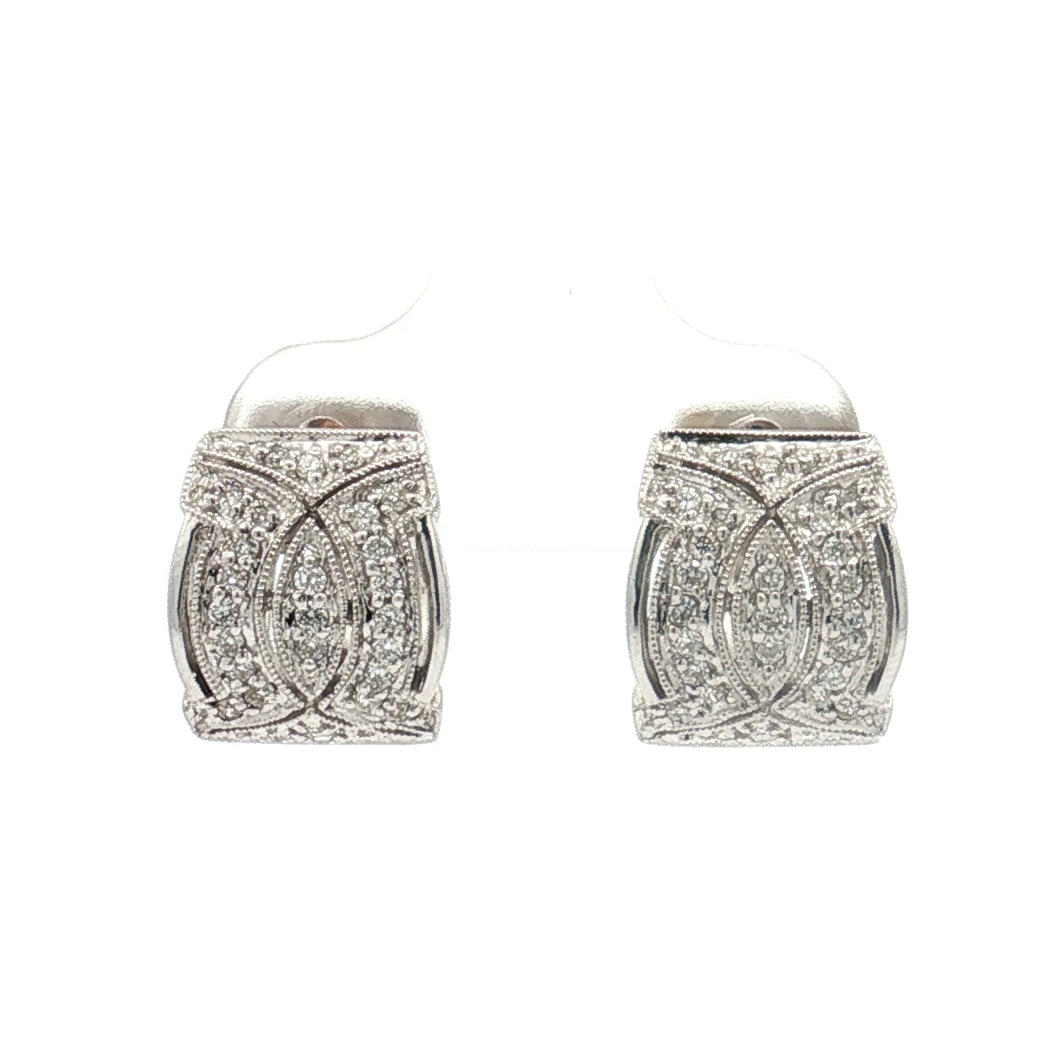 Estate 18K White Gold 0.28 Carat Pavé Diamond Huggie Earrings