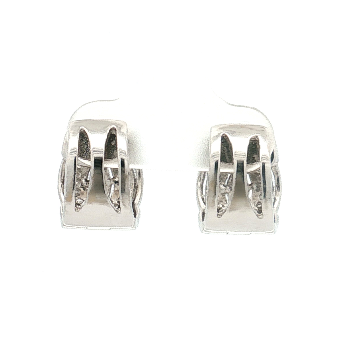 Estate 18K White Gold 0.28 Carat Pavé Diamond Huggie Earrings