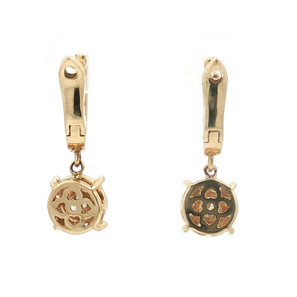 14K Yellow Gold Diamond Drop Earrings