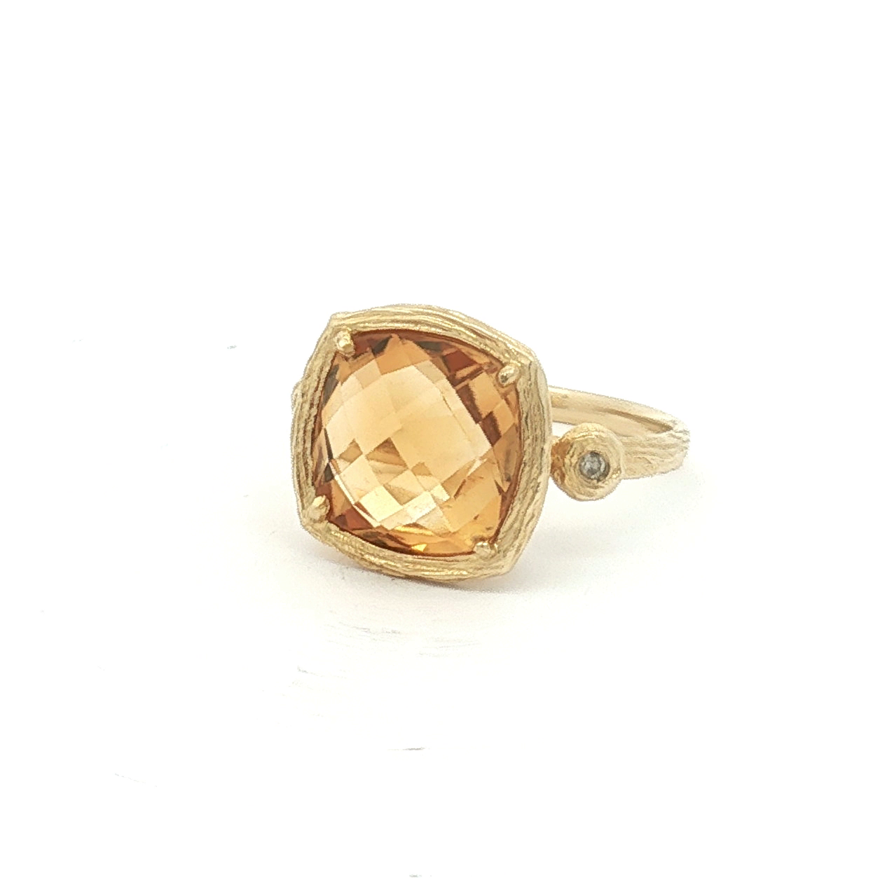 Estate 14K Yellow Gold ~3.7 Carat Citrine and Diamond Ring