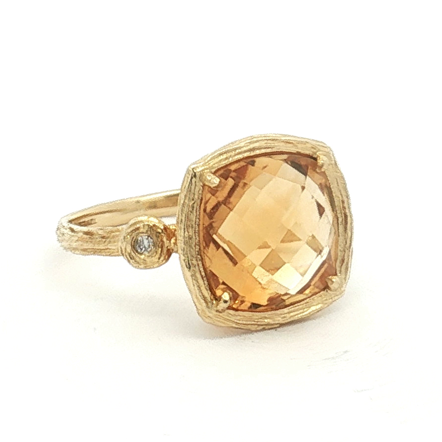 Estate 14K Yellow Gold ~3.7 Carat Citrine and Diamond Ring
