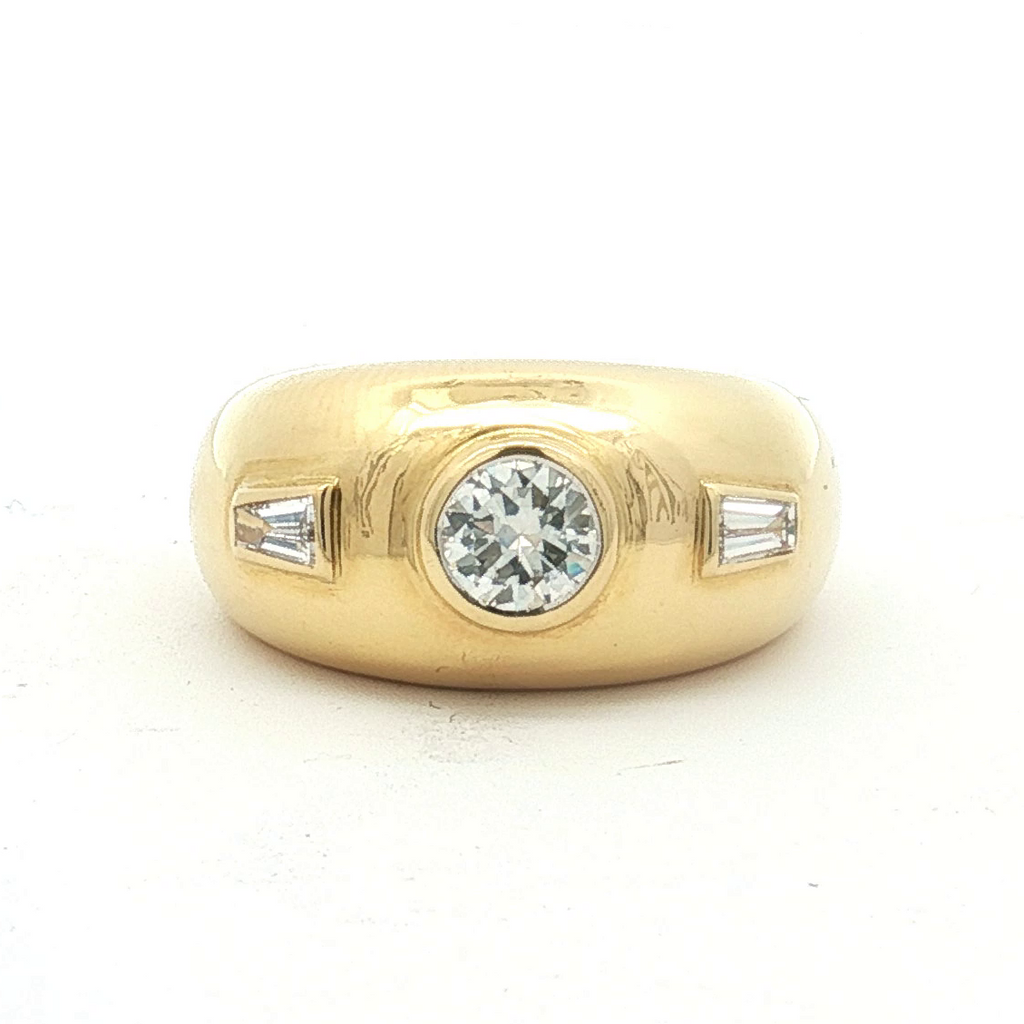 Estate 18K Yellow Gold Gypsy-Set Diamond Ring