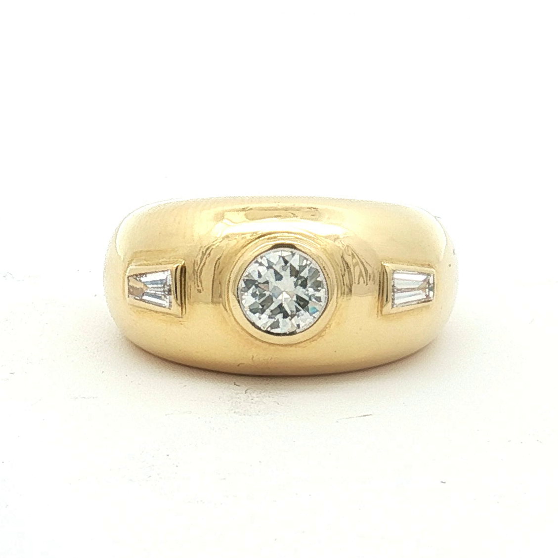 Estate 18K Yellow Gold Gypsy-Set Diamond Ring