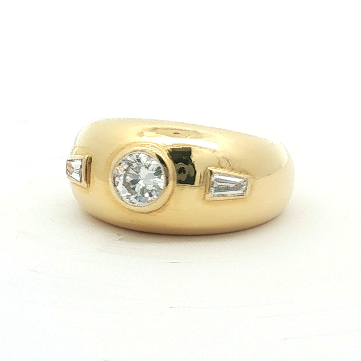Estate 18K Yellow Gold Gypsy-Set Diamond Ring