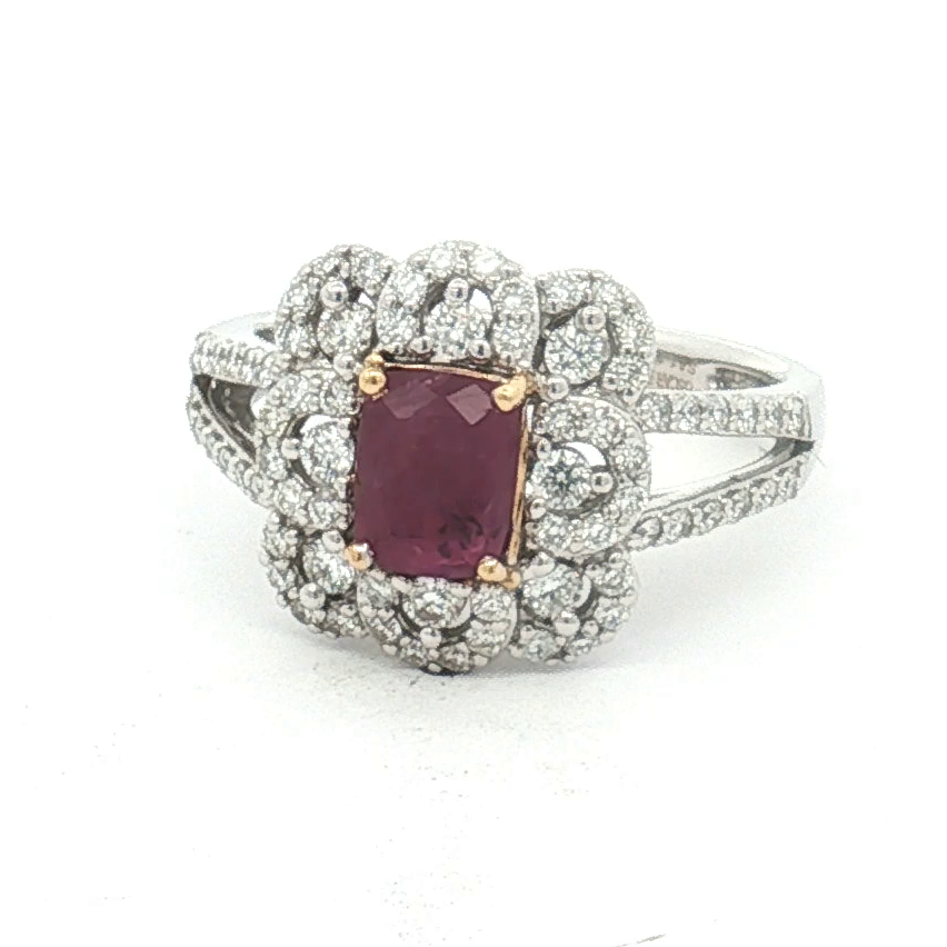 18K White Gold 1.10 Carat Pink Kashmir Sapphire and Diamond Ring (GIA Certified)