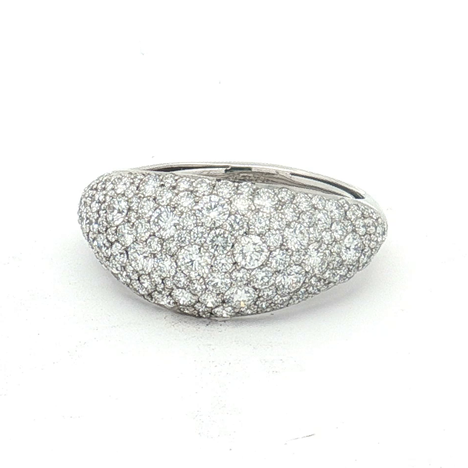 Kat Florence 18K White Gold Diamond Honeycomb Pavé Dome Ring