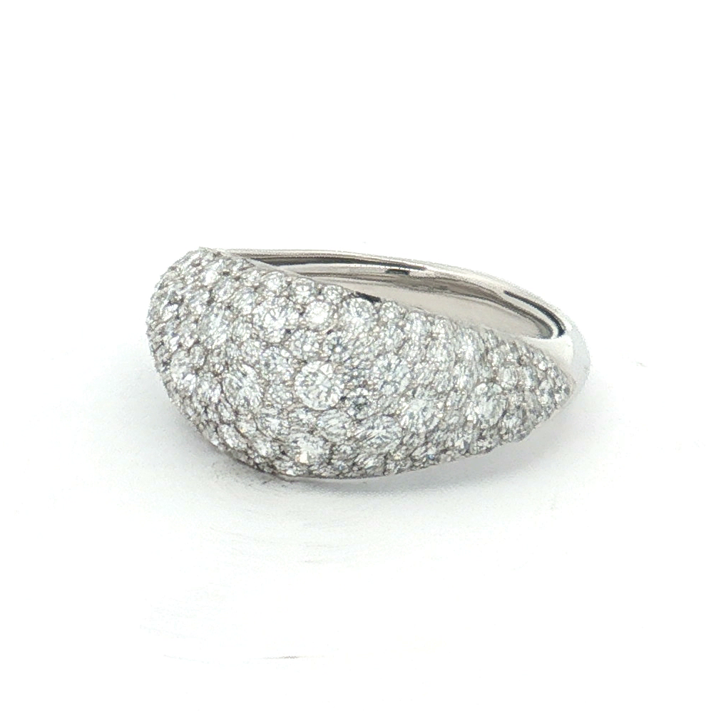 Kat Florence 18K White Gold Diamond Honeycomb Pavé Dome Ring