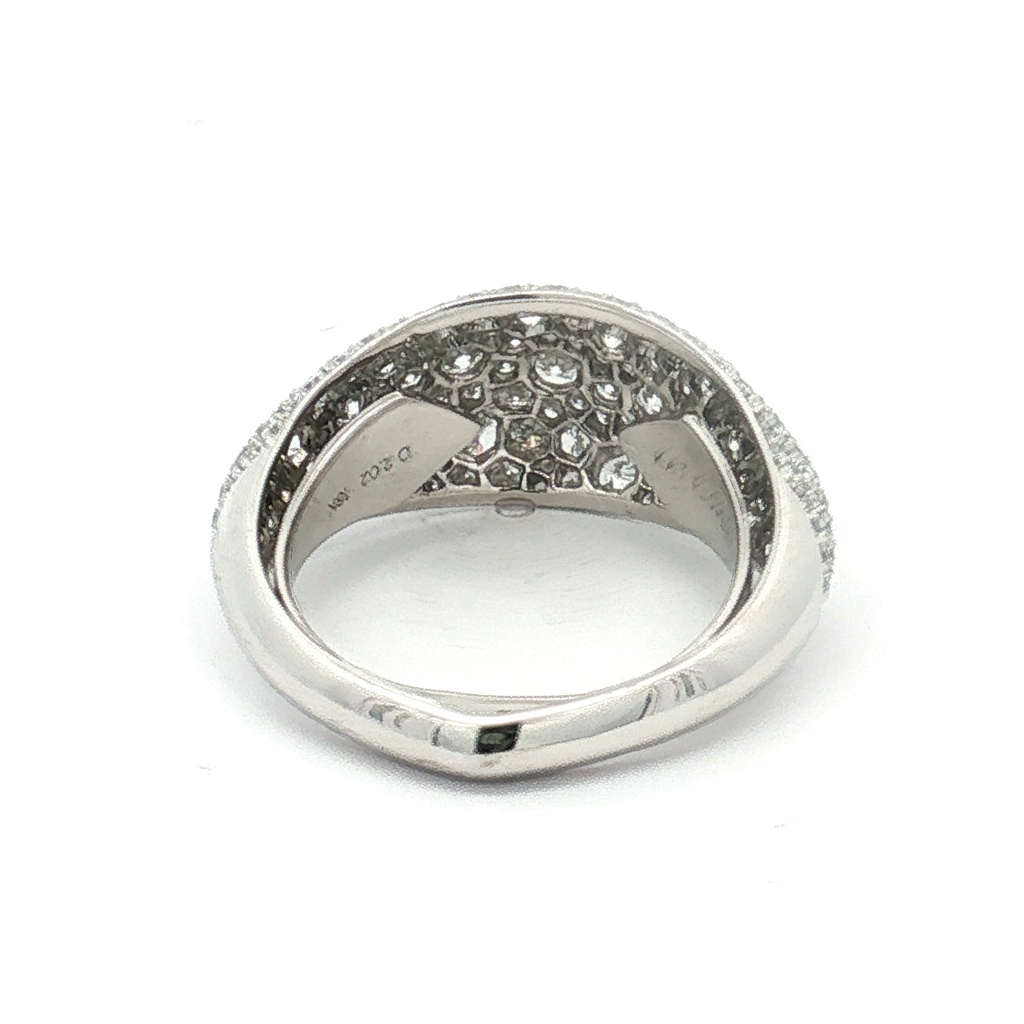 Kat Florence 18K White Gold Diamond Honeycomb Pavé Dome Ring