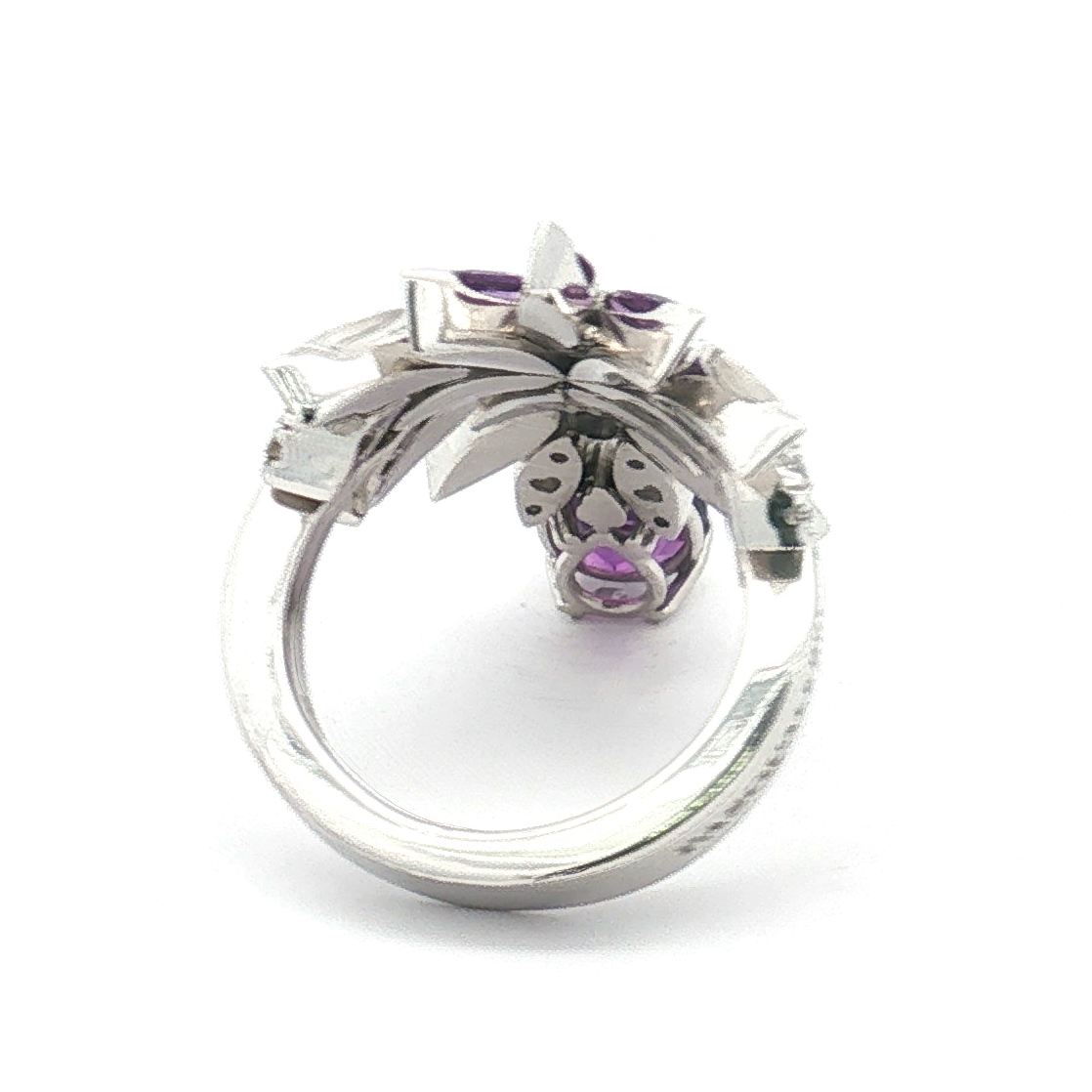 Estate Pasquale Bruni 18K White Gold Amethyst, Quartz and Diamond Ring