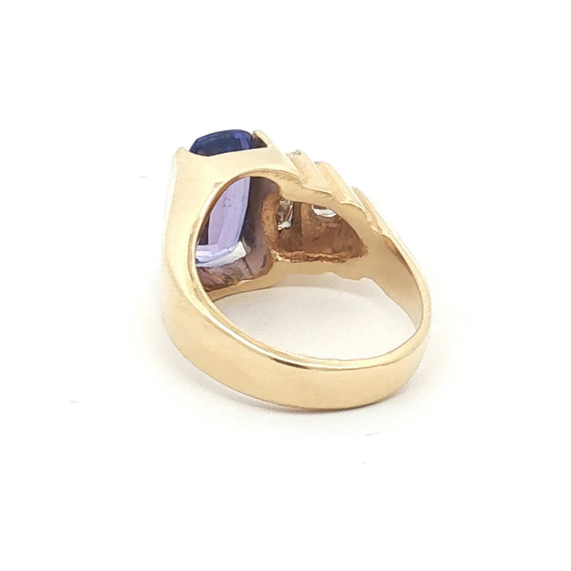 Estate 14K Yellow Gold 2.5 Carat Tanzanite and Diamond Ring