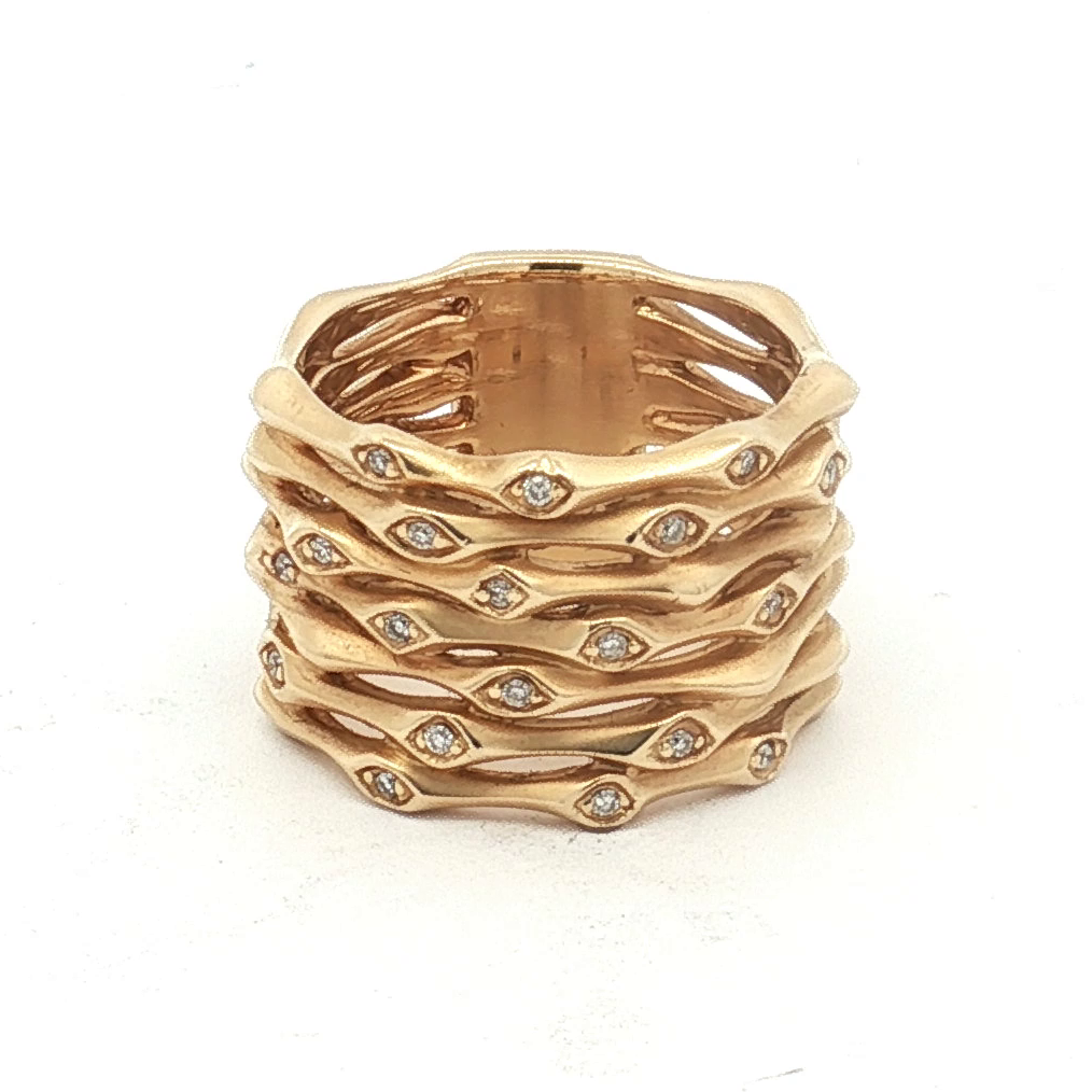 Gabriel & Company 14K Yellow Gold Diamond Multi-Row Band