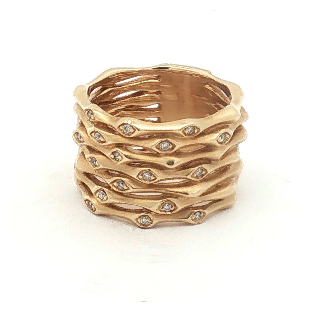 Gabriel & Company 14K Yellow Gold Diamond Multi-Row Band