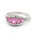 Estate 14K White Gold Pink Sapphire and Diamond Ring