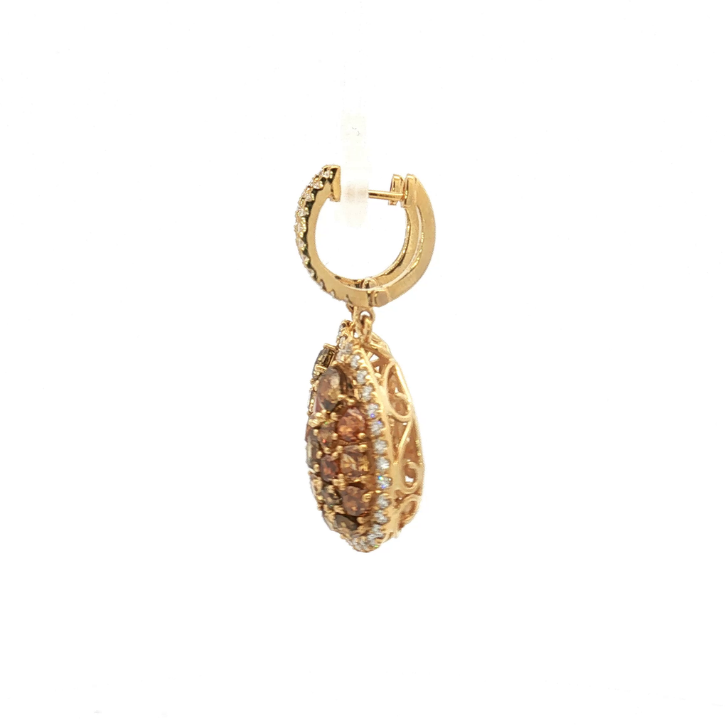 18K Yellow Gold ~1.23 Carat Fancy Colored Diamond Earrings