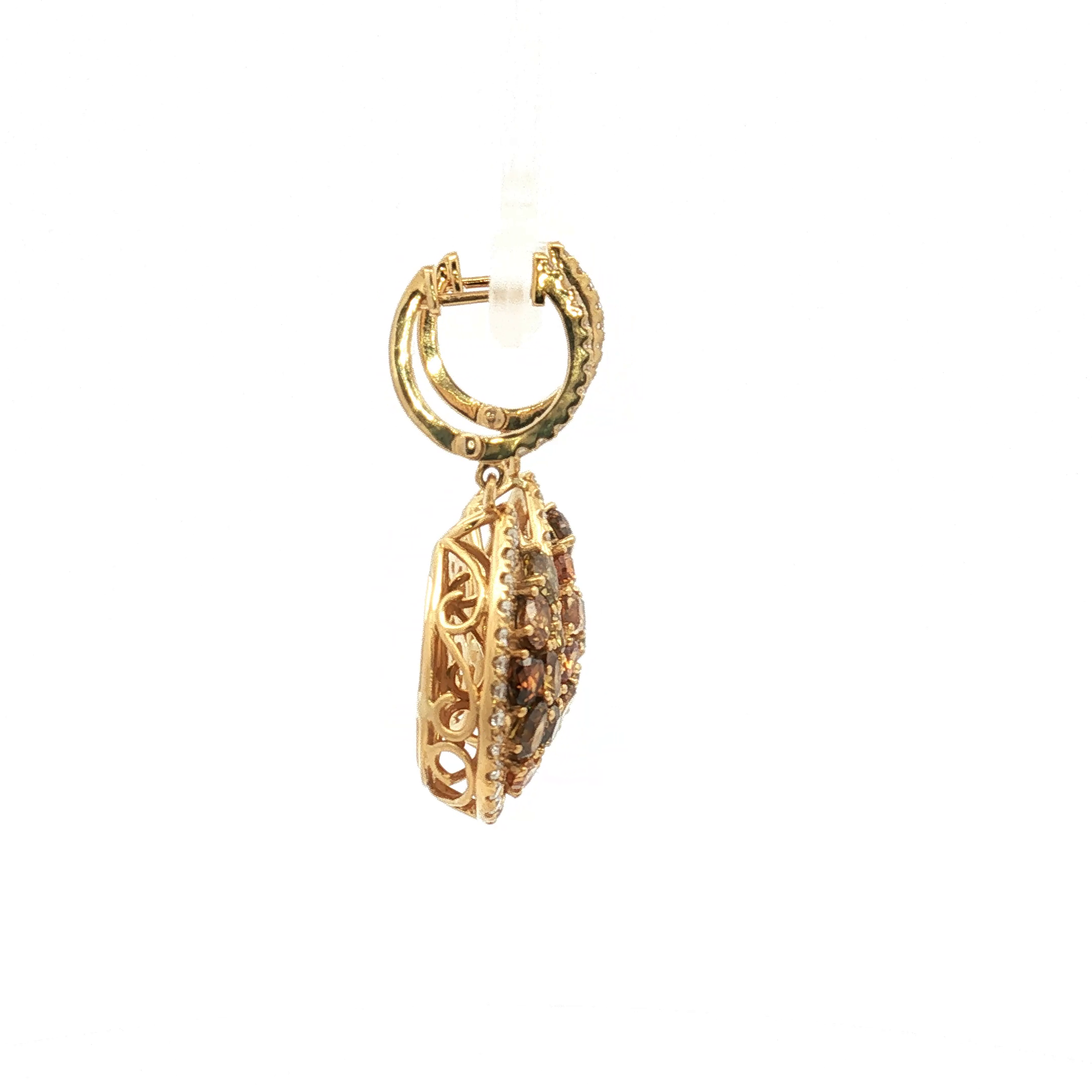 18K Yellow Gold ~1.23 Carat Fancy Colored Diamond Earrings