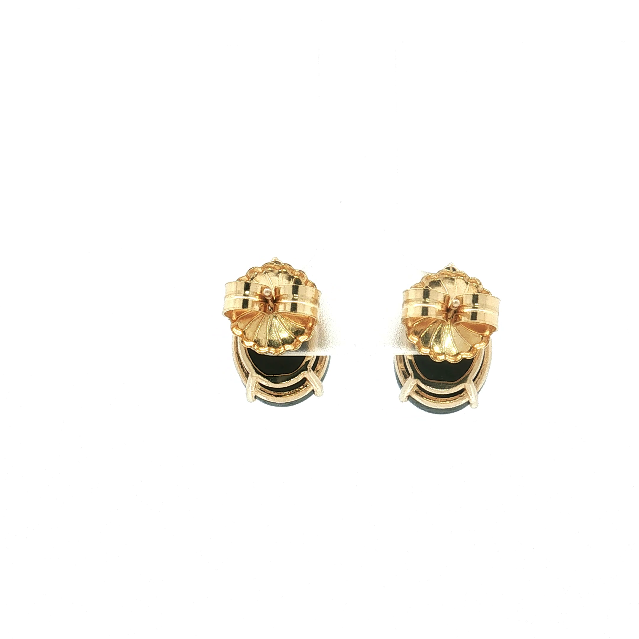14K Yellow Gold Ammolite and Diamond Earrings ~6.45 Carat Grade AA Ammolites