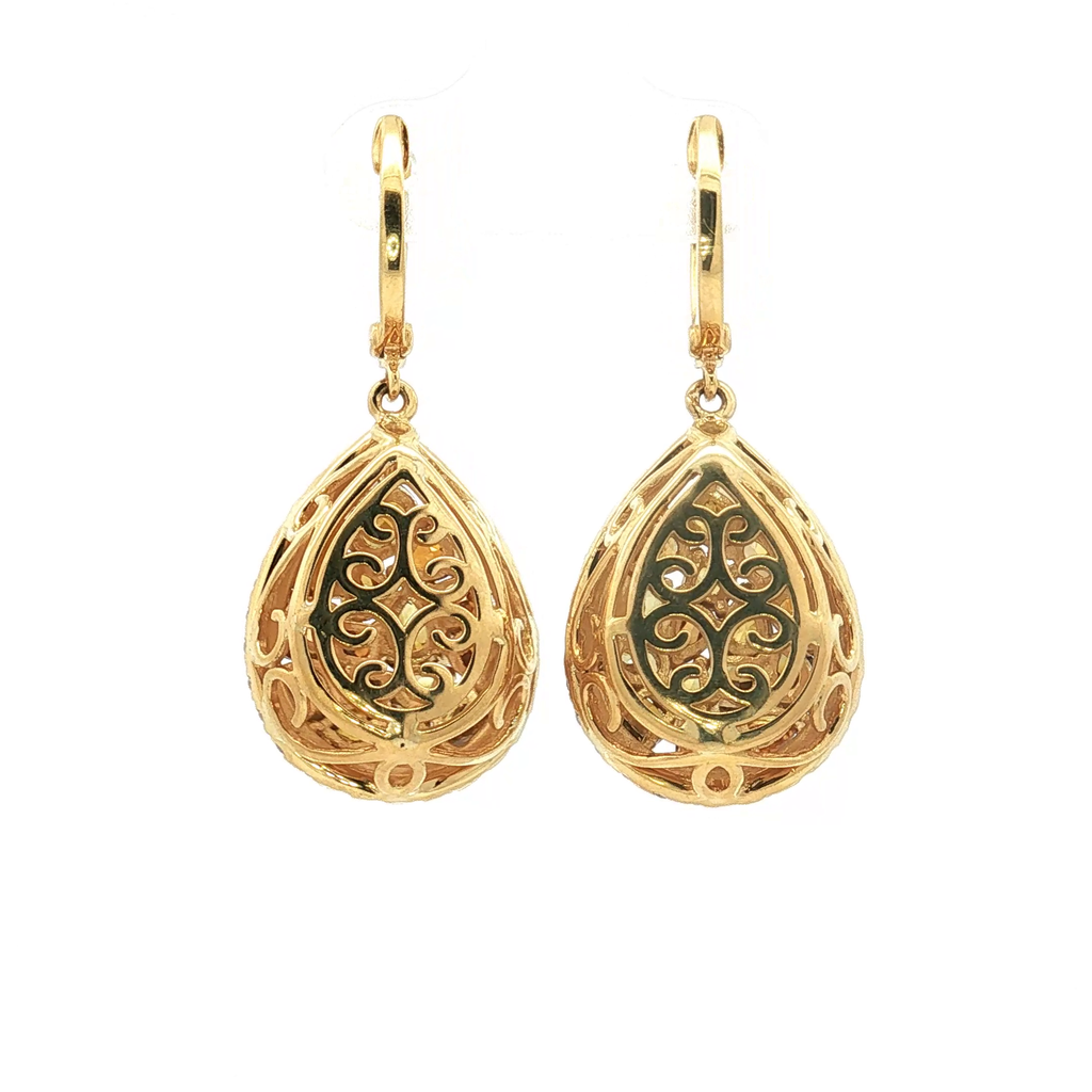 18K Yellow Gold ~1.23 Carat Fancy Colored Diamond Earrings