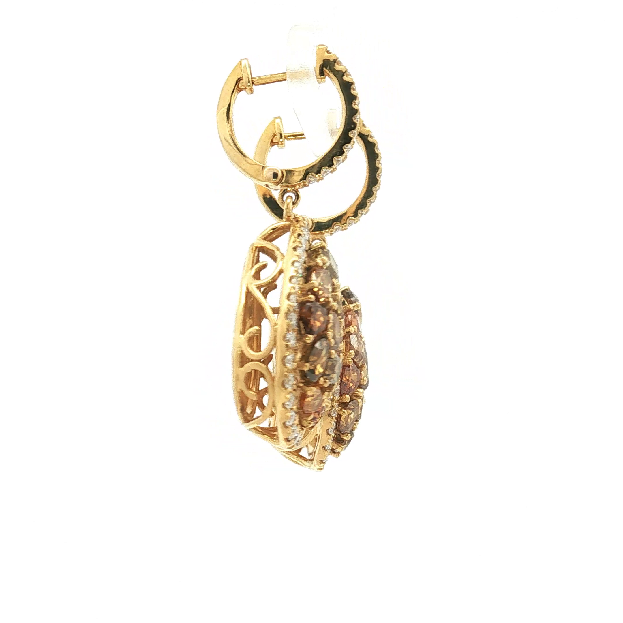 18K Yellow Gold ~1.23 Carat Fancy Colored Diamond Earrings
