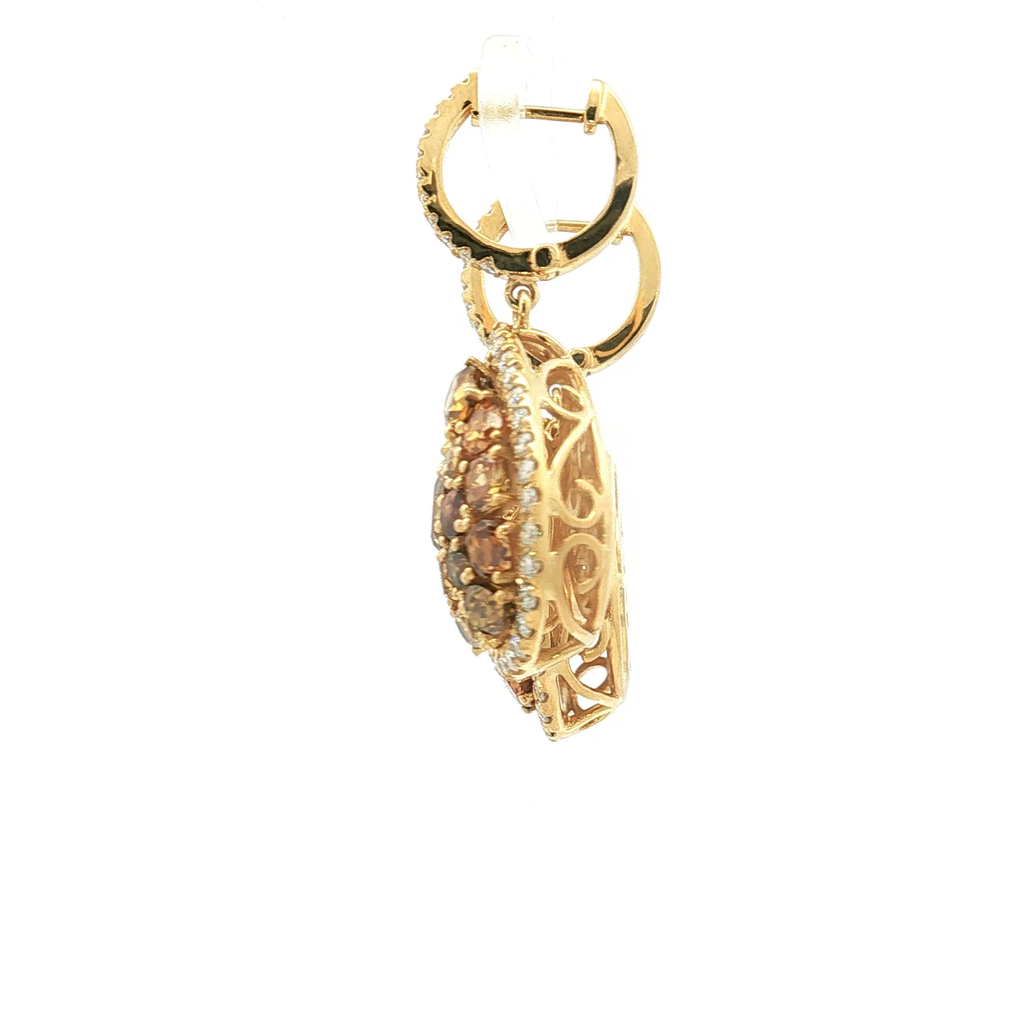 18K Yellow Gold ~1.23 Carat Fancy Colored Diamond Earrings