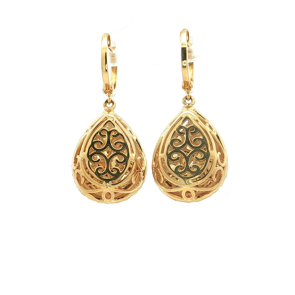 18K Yellow Gold ~1.23 Carat Fancy Colored Diamond Earrings