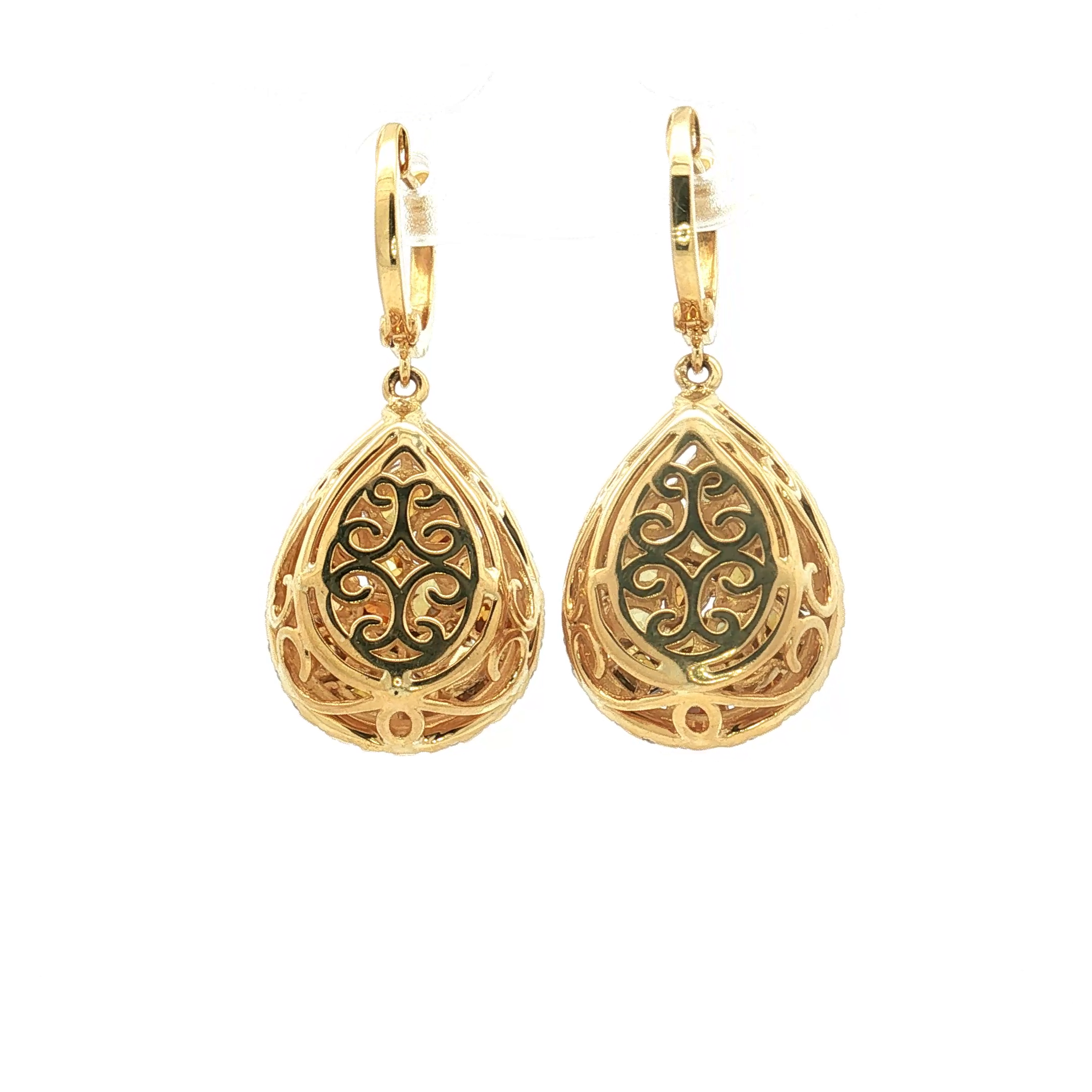 18K Yellow Gold ~1.23 Carat Fancy Colored Diamond Earrings
