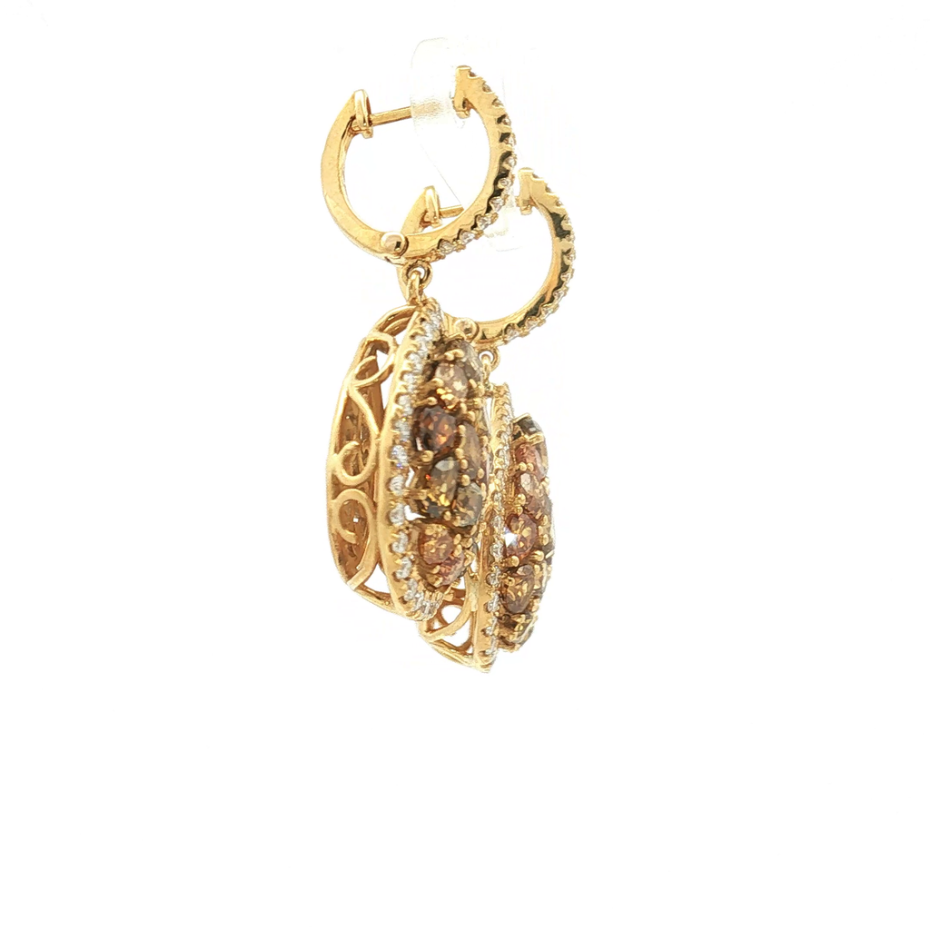18K Yellow Gold ~1.23 Carat Fancy Colored Diamond Earrings