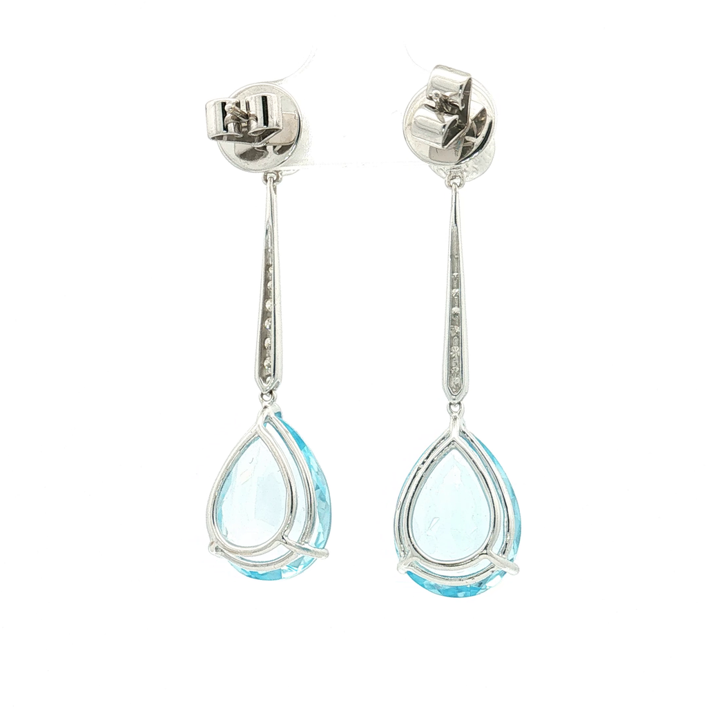 18K White Gold topaz and Diamond Drop Earrings