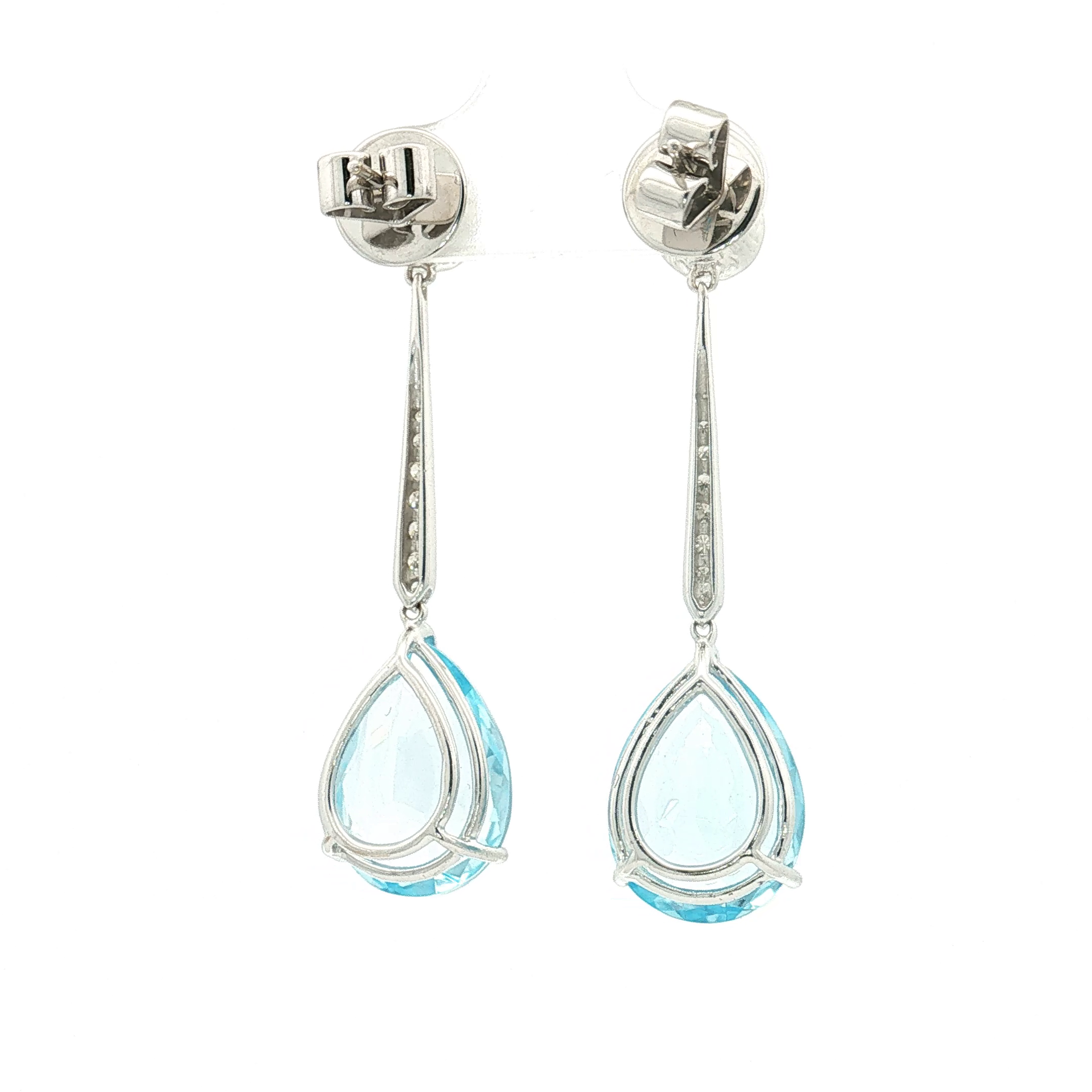 18K White Gold topaz and Diamond Drop Earrings