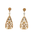 18K Yellow Gold Openwork White Sapphire Drop Earrings
