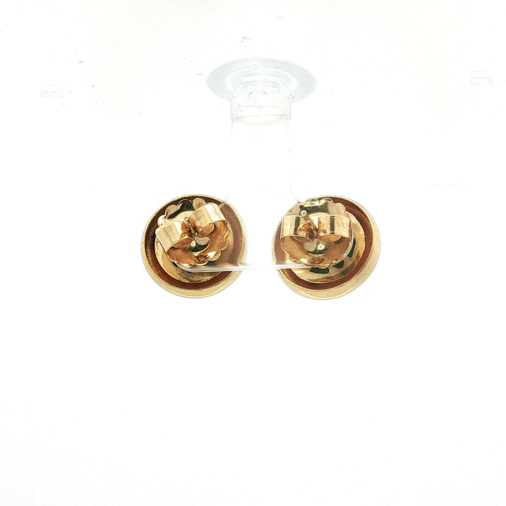 14K Yellow Gold Malachite Stud Earrings