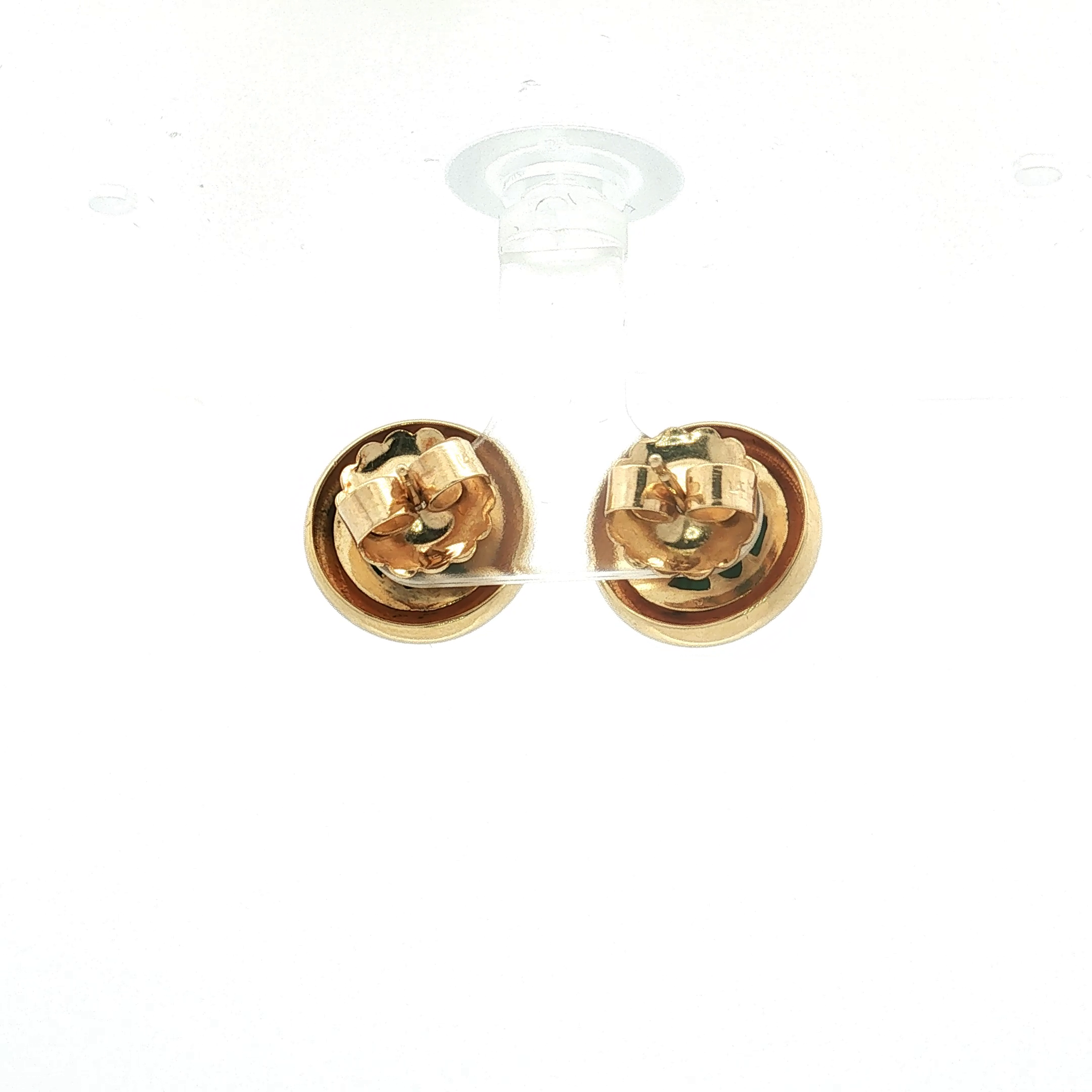 14K Yellow Gold Malachite Stud Earrings
