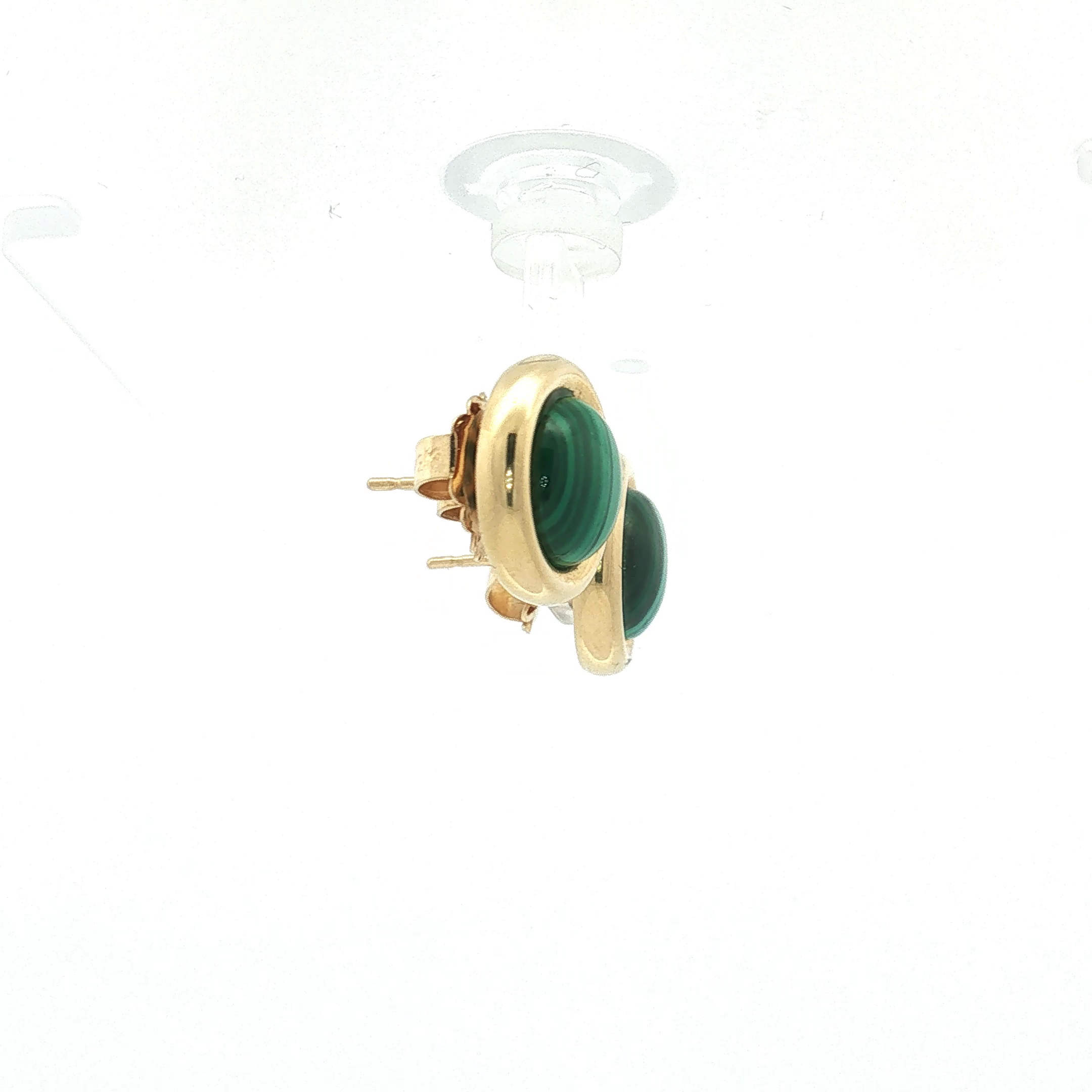 14K Yellow Gold Malachite Stud Earrings