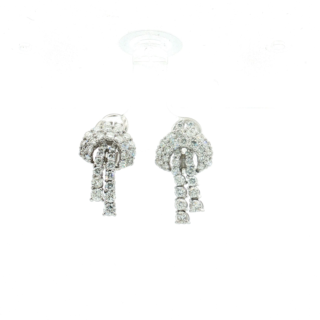 18K White Gold Vintage Love Know Diamond Drop Earrings
