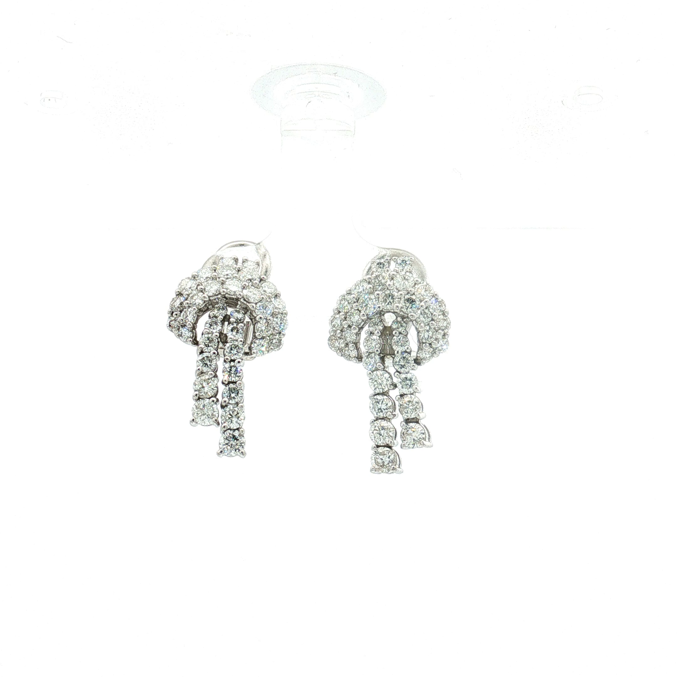 18K White Gold Vintage Love Know Diamond Drop Earrings
