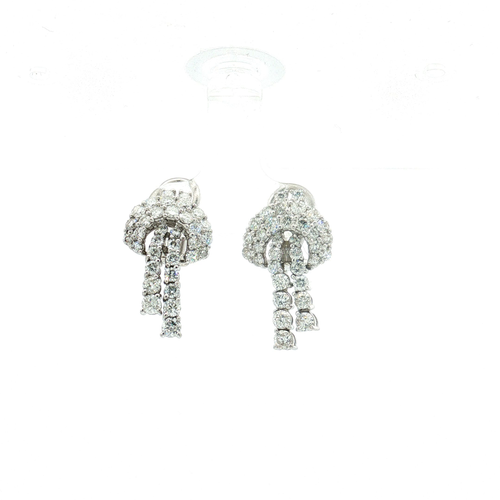 18K White Gold Vintage Love Know Diamond Drop Earrings