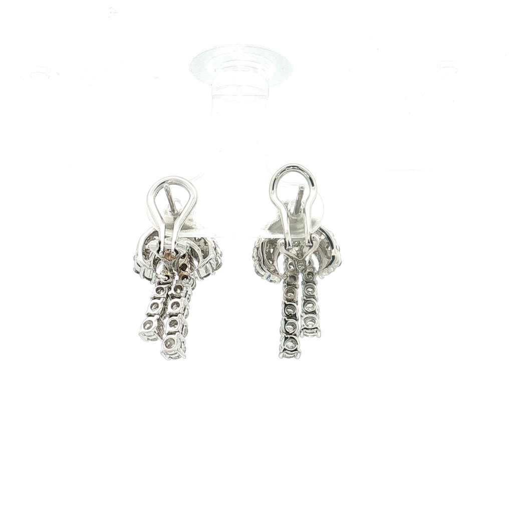 18K White Gold Vintage Love Know Diamond Drop Earrings