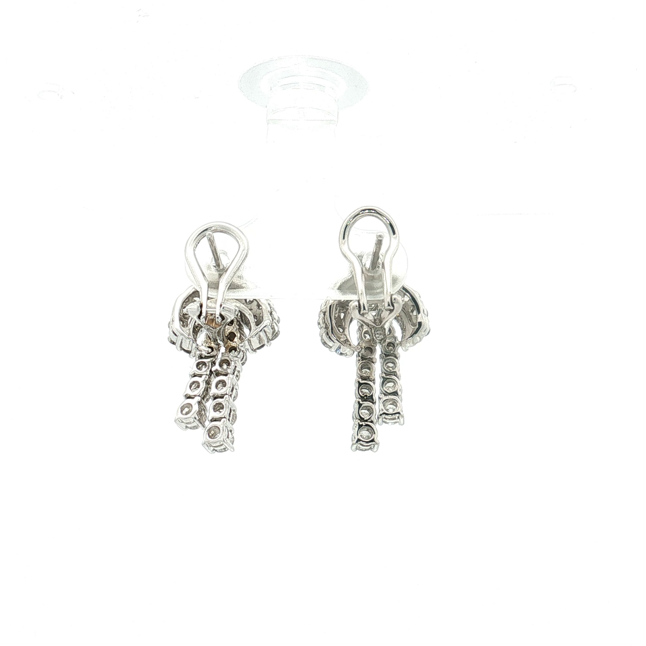 18K White Gold Vintage Love Know Diamond Drop Earrings