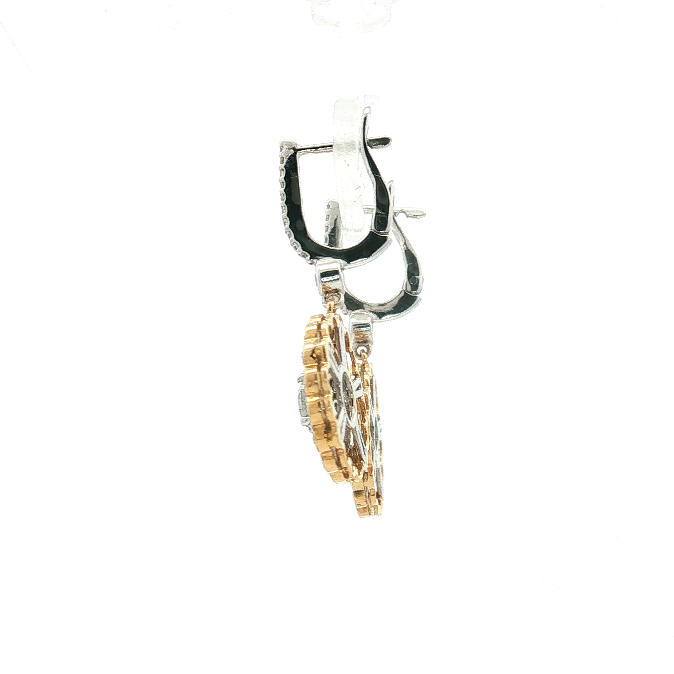 18K Yellow and White Gold Diamond Earrings