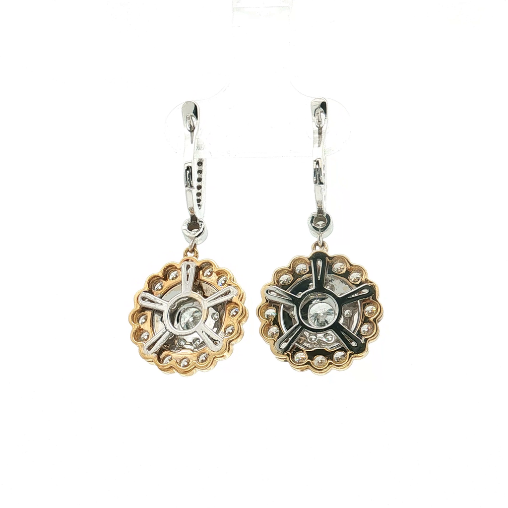 18K Yellow and White Gold Diamond Earrings