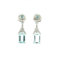 18K White Gold Aquamarine and Diamond Drop Earrings