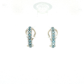 18K White Gold Aquamarine and Diamond Omega Back Earrings