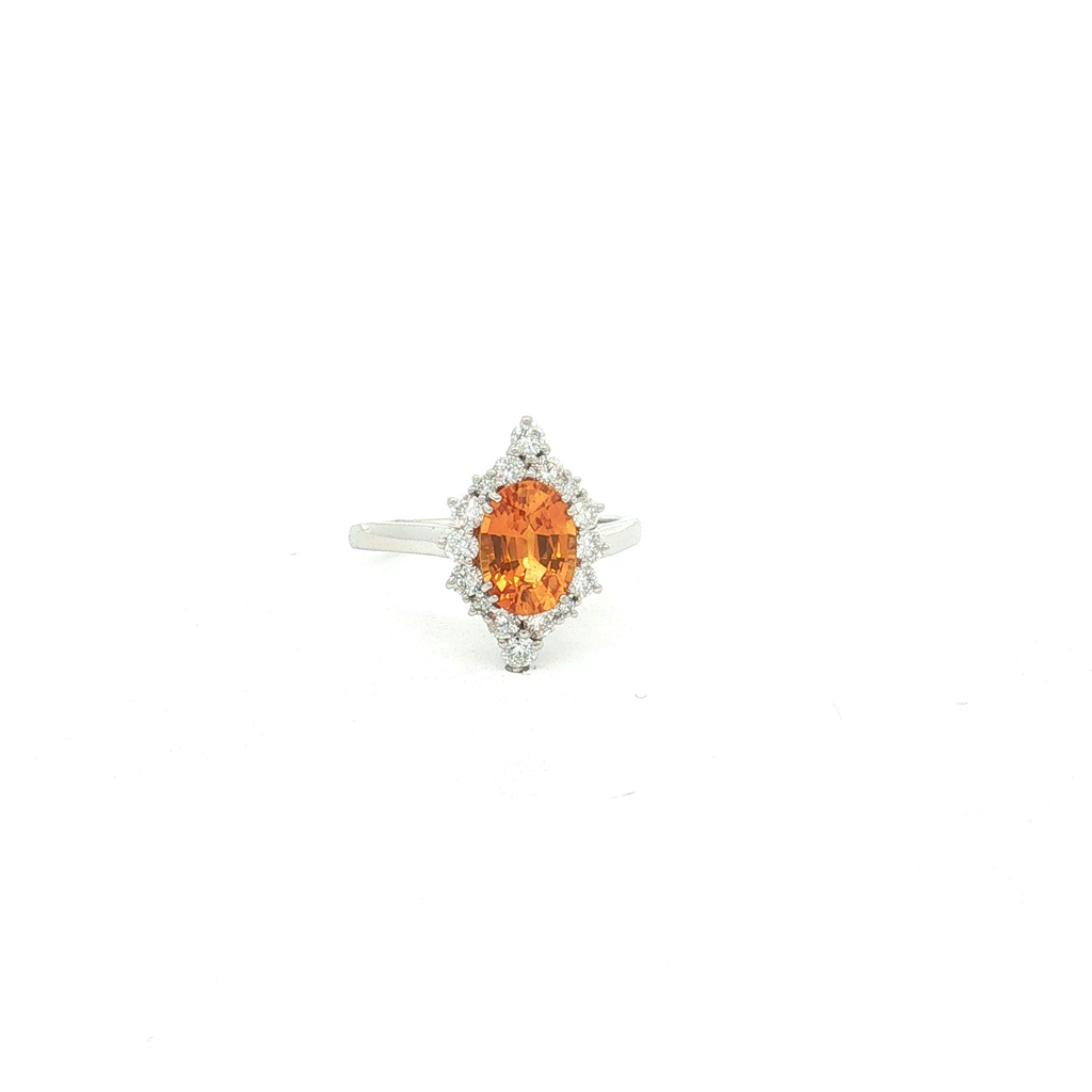 GIA Certified Platinum Sapphire and Diamond Ring