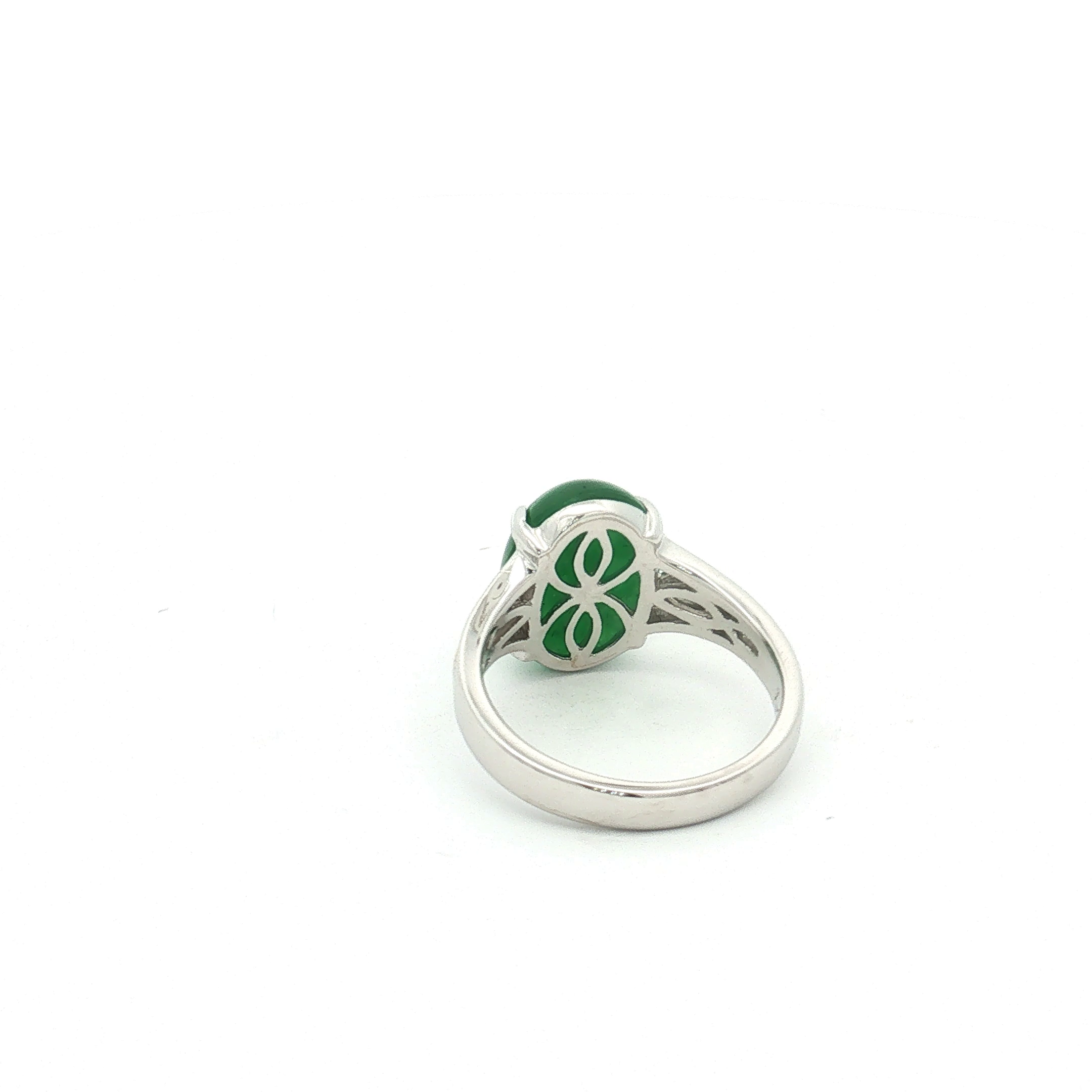 18K Two-Tone Gold Jade Ring