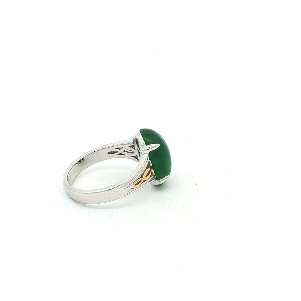 18K Two-Tone Gold Jade Ring